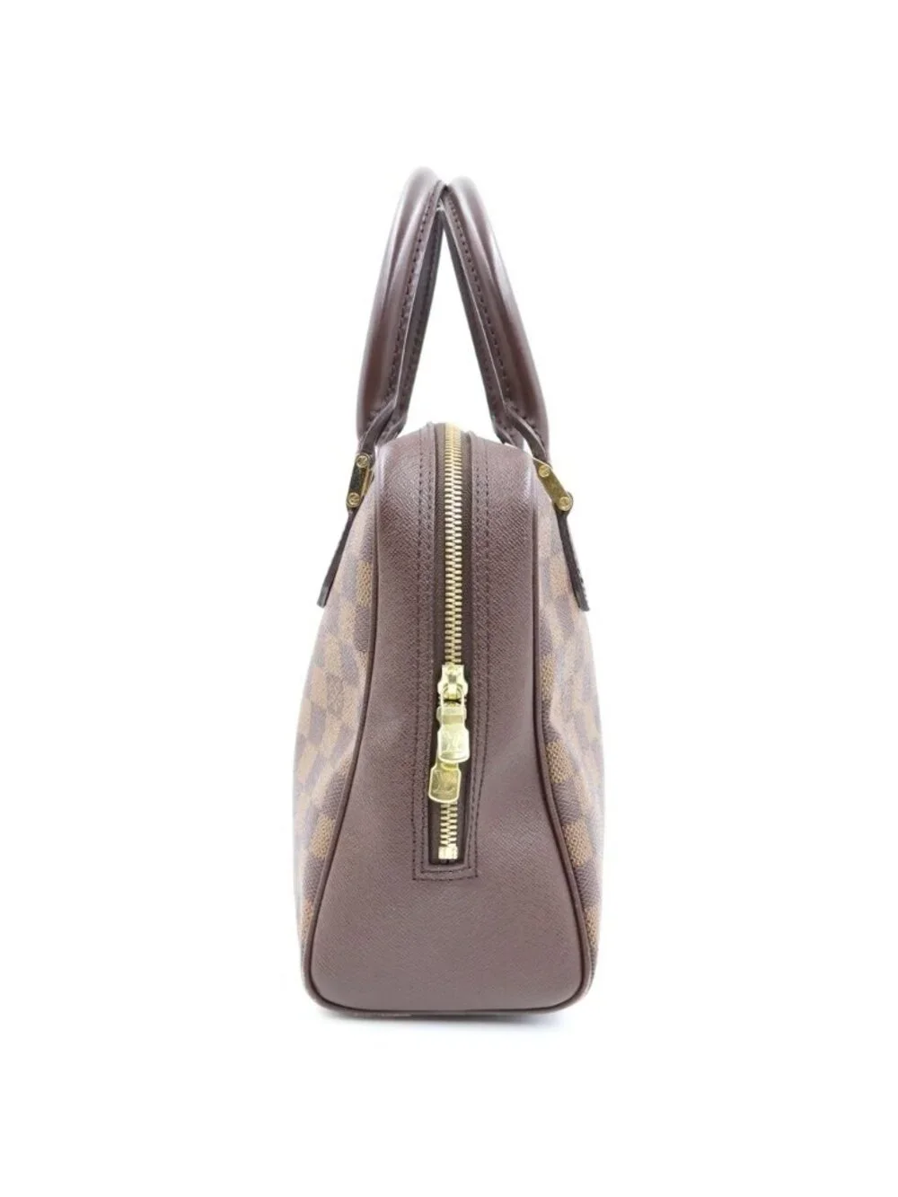 Louis Vuitton Damier Brera Checker All Over Print Leather Handbag Brown